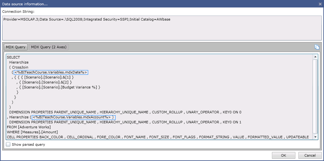 MDX query with parameters