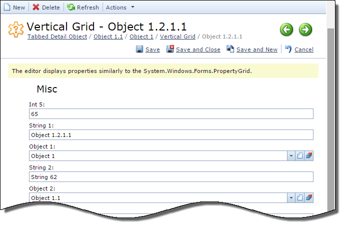Vertical Grid Property Editor
