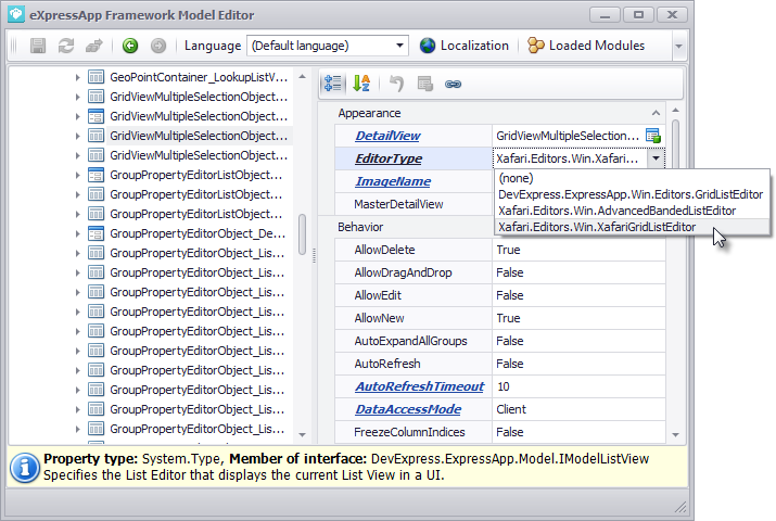 Xafari Grid List Editor