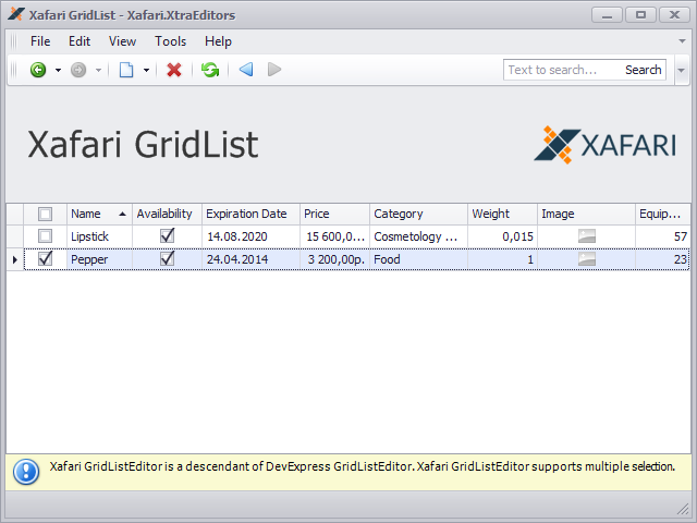 Xafari Grid List Editor