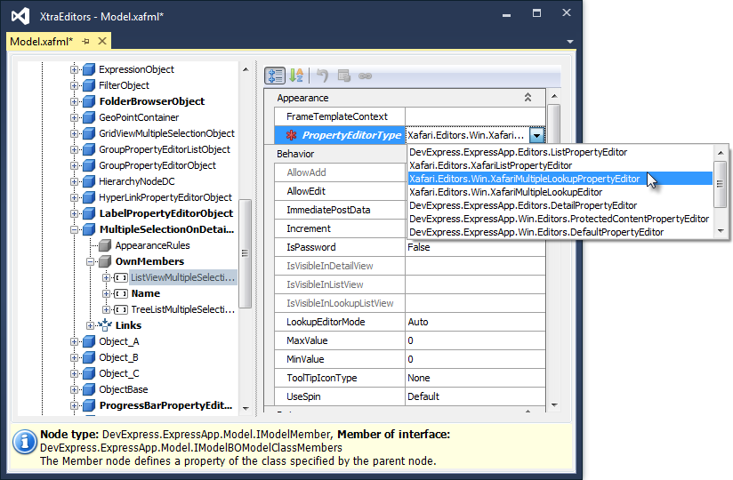 Xafari Multiple Lookup Property Editor