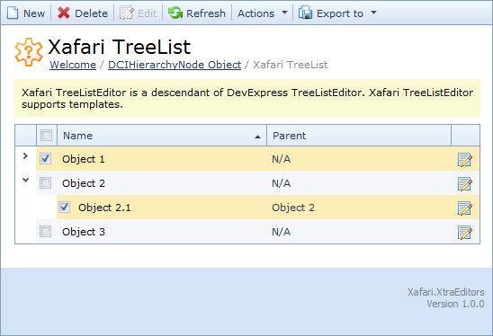 Xafari Tree List Editor