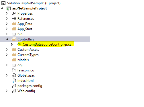 CustomDataSourceController class in the project