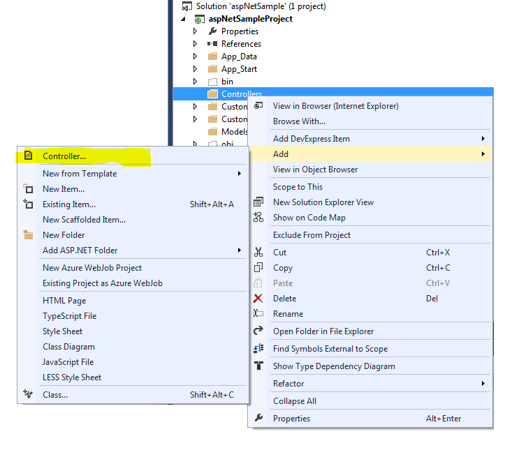 Creating WebAPI controller