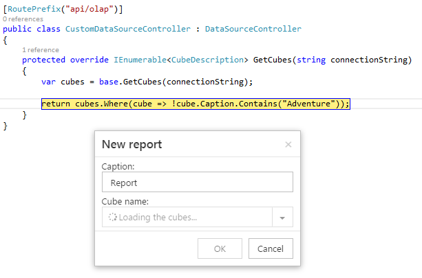 The process of getting cubes that will be the basis of the end users’ reports