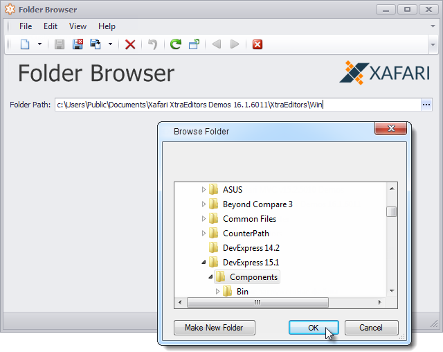 Xafari Folder Browser Property Editor
