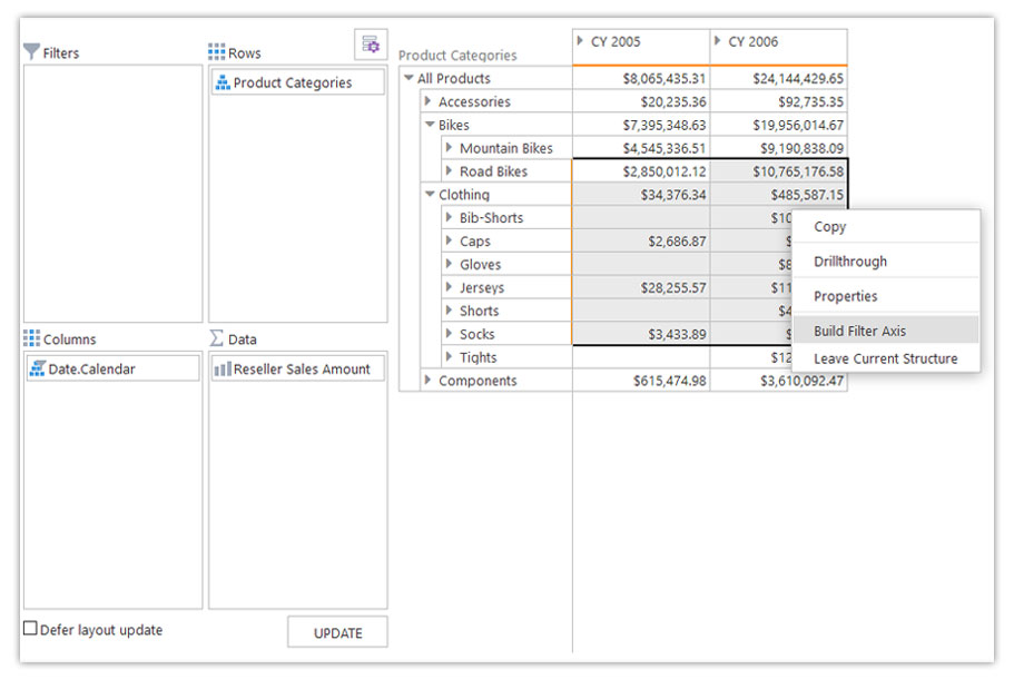 build filter axis